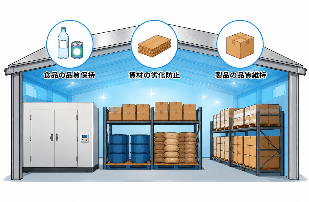 倉庫に保管された商品・資材のイメージ